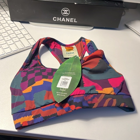 1 hour sale. Farm Rio, XS colorful sports bra (Anthropologie) Abstract patches - Picture 4 of 10